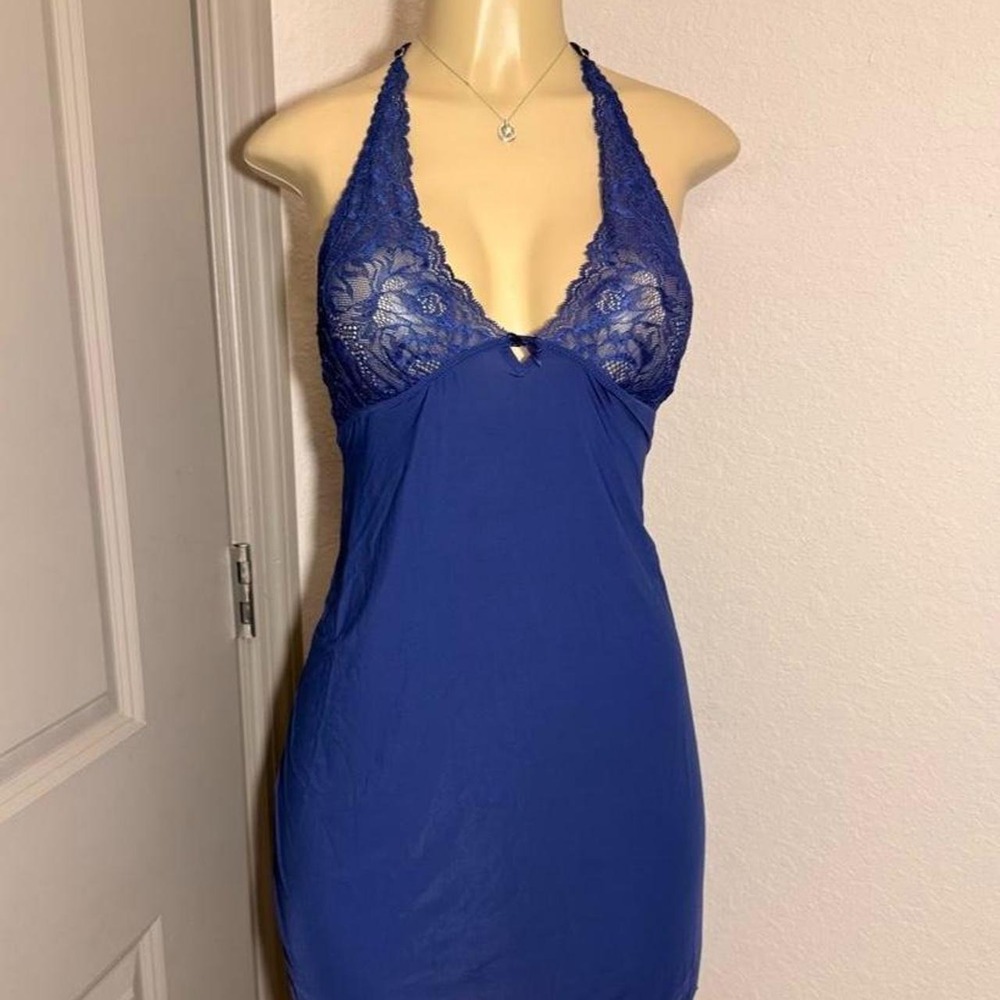 Victoria's Secret blue lace slip dress